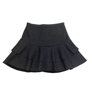 J.Crew Wool Ruffle Mini Skirt | Black, Layered Hem, NWOT